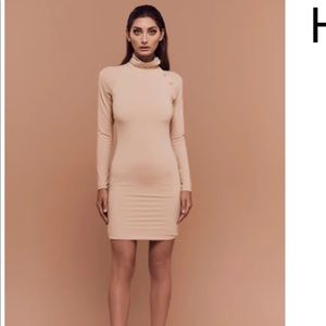 BOSSA BSSA Hailey Dress metallic mini short turtle neck long sleeve small pink 2